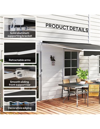 Outsunny Garden Retractable Awning - Black