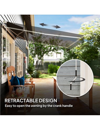 Outsunny Garden Retractable Awning - Black