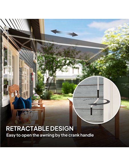 Outsunny Garden Retractable Awning - Black - pic 150863 | FastDaddyshop