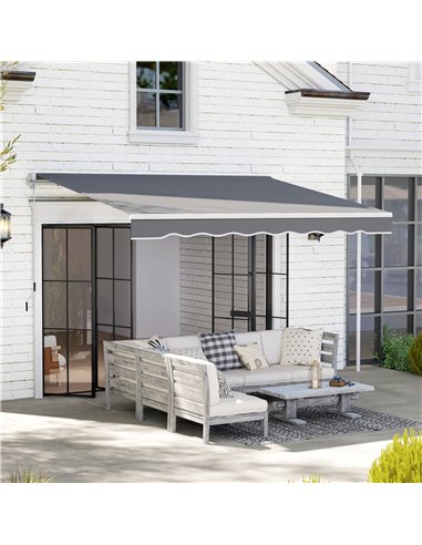 Outsunny 2 x 2.5m Manual Retractable Awning - Dark Grey