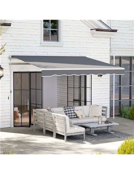 Outsunny 2 x 2.5m Manual Retractable Awning - Dark Grey - pic 150866 | FastDaddyshop