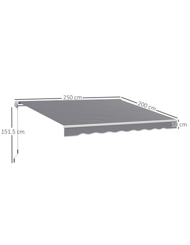 Outsunny 2 x 2.5m Manual Retractable Awning - Dark Grey