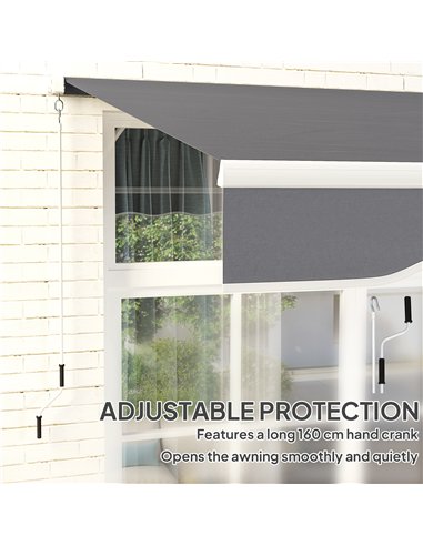 Outsunny 2 x 2.5m Manual Retractable Awning - Dark Grey