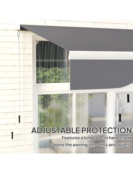 Outsunny 2 x 2.5m Manual Retractable Awning - Dark Grey - pic 150869 | FastDaddyshop