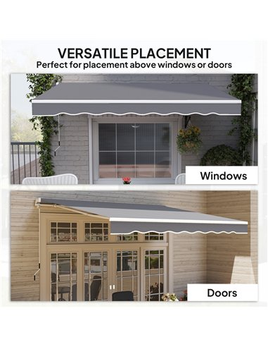Outsunny 2 x 2.5m Manual Retractable Awning - Dark Grey