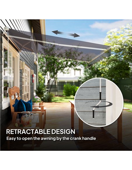 Outsunny 2 x 2.5m Manual Retractable Awning - Dark Grey - pic 150872 | FastDaddyshop