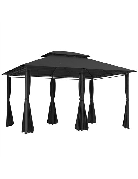 Outsunny 3 x 4m Steel Gazebo, with Curtains - Black - pic 150883 | FastDaddyshop