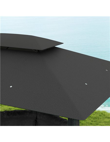 Outsunny 3 x 4m Steel Gazebo, with Curtains - Black - pic 150891 | FastDaddyshop