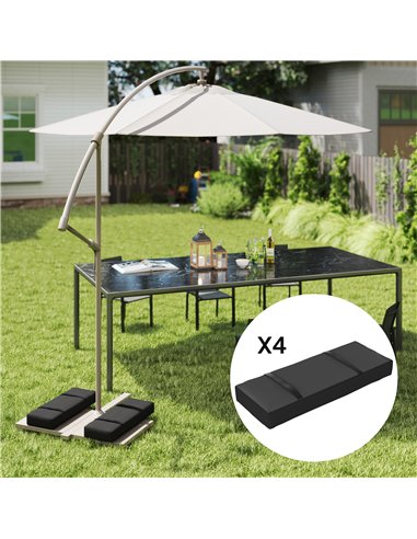 Outsunny Parasol Weights Set of 4, Parasol Base Weights Bags, 25kg Fillable Sandbag Weights with Handles, Cantilever Umbrella Ba