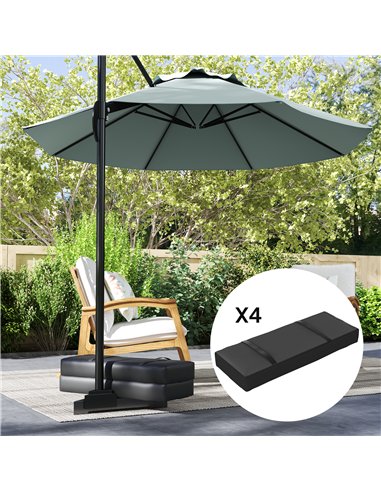 Outsunny Parasol Weights Set of 4, Parasol Base Weights Bags, 25kg Fillable Sandbag Weights with Handles, Cantilever Umbrella Ba