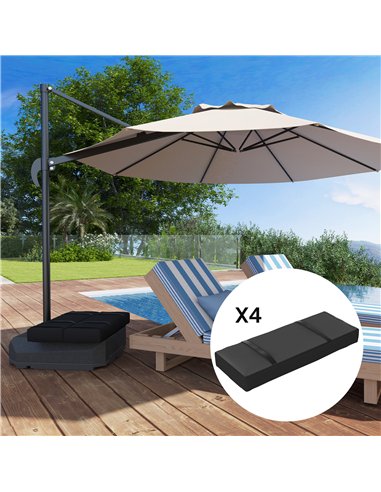 Outsunny Parasol Weights Set of 4, Parasol Base Weights Bags, 25kg Fillable Sandbag Weights with Handles, Cantilever Umbrella Ba
