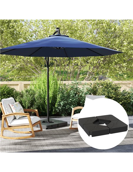 Outsunny Umbrella Weights for Cantilever Parasols, Set of 4 Heavy Duty Parasol Base Weights, 64kg Sand or 55kg Water Filled, Bla - pic 150902 | FastDaddyshop