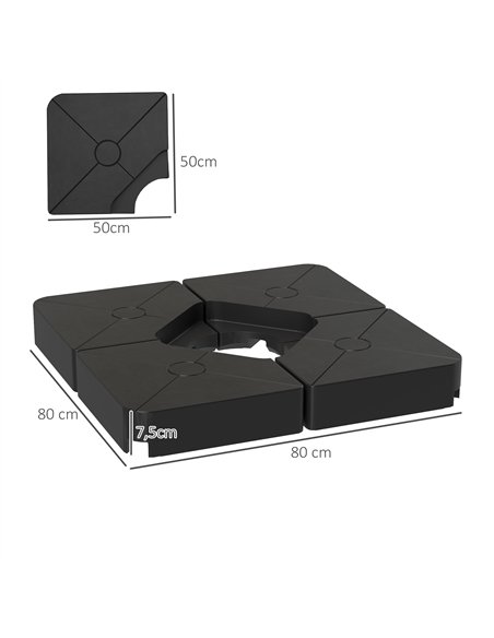 Outsunny Umbrella Weights for Cantilever Parasols, Set of 4 Heavy Duty Parasol Base Weights, 64kg Sand or 55kg Water Filled, Bla - pic 150903 | FastDaddyshop