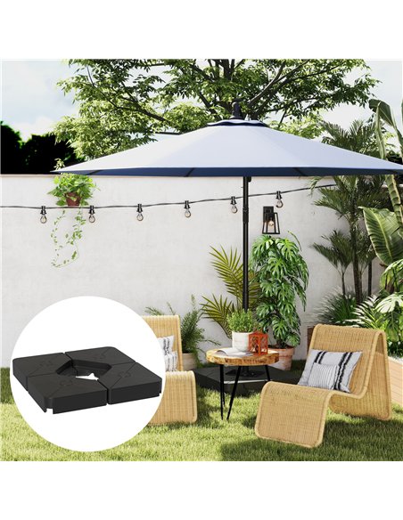 Outsunny Umbrella Weights for Cantilever Parasols, Set of 4 Heavy Duty Parasol Base Weights, 64kg Sand or 55kg Water Filled, Bla - pic 150908 | FastDaddyshop