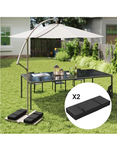 Outsunny Parasol Weights Set of 2, Parasol Base Weights Bags, 25kg Fillable Sandbag Weights with Handles, Cantilever Umbrella Ba