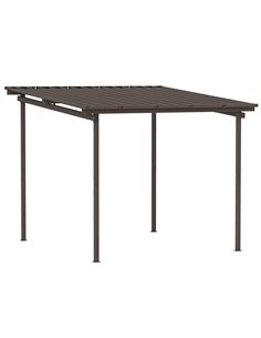 Outsunny 3 x 3(m) Garden Pergola with Waterproof Metal Roof, Lean to Pergola Hardtop Gazebo, Wind-resistant Outdoor Sun Shade, E