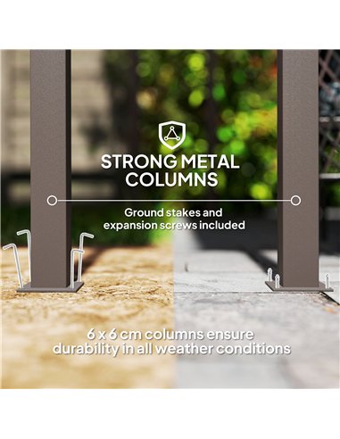 Outsunny 3 x 3(m) Garden Pergola with Waterproof Metal Roof, Lean to Pergola Hardtop Gazebo, Wind-resistant Outdoor Sun Shade, E