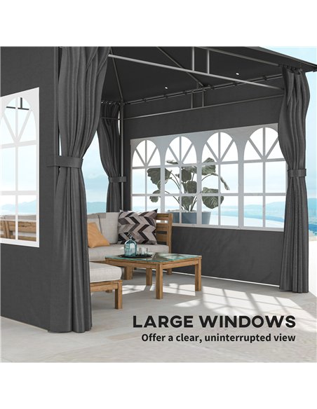 Outsunny 3 x 3 m Garden Gazebo, Double Roof Metal Gazebo with Removable Sidewalls and Church Windows, Outdoor Canopy Shelter, Da - pic 150962 | FastDaddyshop
