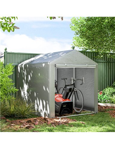 Outsunny 1.6 x 2.2m Garden Storage Shed Tent, with Accessories - Light Grey