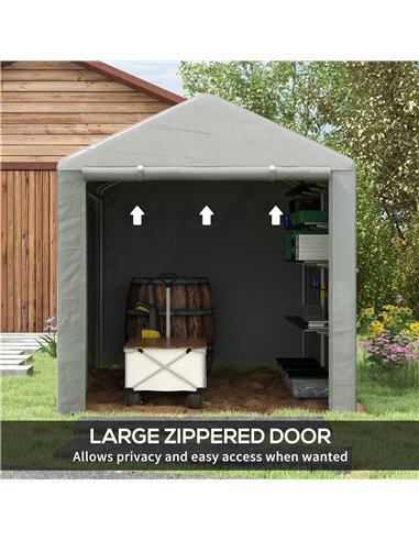Outsunny 1.6 x 2.2m Garden Storage Shed Tent, with Accessories - Light Grey