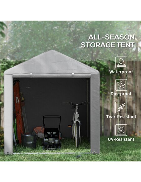 Outsunny 1.6 x 2.2m Garden Storage Shed Tent, with Accessories - Light Grey - pic 150986 | FastDaddyshop