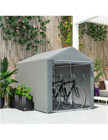 Outsunny 1.6 x 2.2m Garden Storage Shed Tent, with Accessories - Light Grey