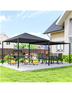 Outsunny 3 x 3 or 3 x 6m Garden Gazebo with Extendable Awning and Wheels, UPF30+ Outdoor Metal Gazebo Canopy Shelter for BBQ, Ev 2