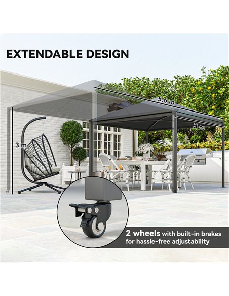 Outsunny 3 x 3 or 3 x 6m Garden Gazebo with Extendable Awning and Wheels, UPF30+ Outdoor Metal Gazebo Canopy Shelter for BBQ, Ev - pic 151012 | FastDaddyshop