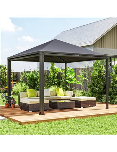 Outsunny 3 x 3 or 3 x 6m Garden Gazebo with Extendable Awning and Wheels, UPF30+ Outdoor Metal Gazebo Canopy Shelter for BBQ, Ev