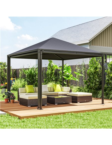 Outsunny 3 x 3 or 3 x 6m Garden Gazebo with Extendable Awning and Wheels, UPF30+ Outdoor Metal Gazebo Canopy Shelter for BBQ, Ev - pic 151015 | FastDaddyshop