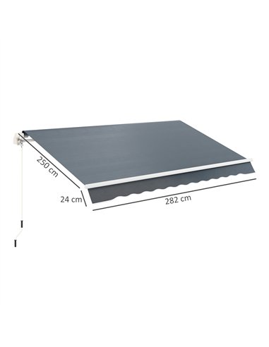 Outsunny Awning Replacement Canopy, Water Resistant UPF 50+ Sun Shade Cover for 3 x 2.5 m Garden Awning (Fabric Only), Grey