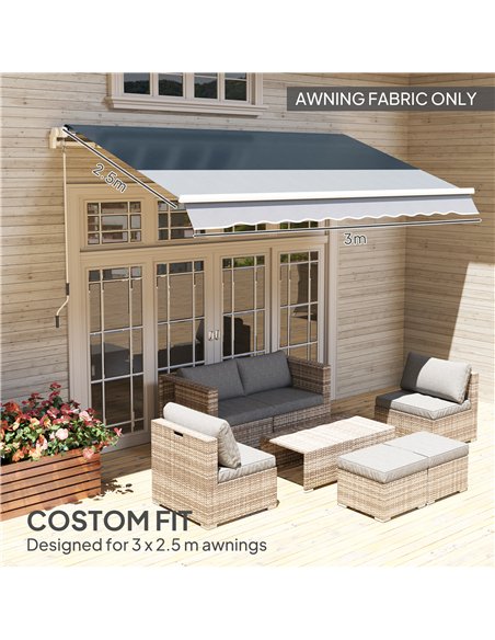 Outsunny Awning Replacement Canopy, Water Resistant UPF 50+ Sun Shade Cover for 3 x 2.5 m Garden Awning (Fabric Only), Grey - pic 151021 | FastDaddyshop
