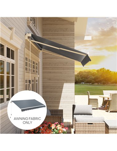 Outsunny Awning Replacement Canopy, Water Resistant UPF 50+ Sun Shade Cover for 3 x 2.5 m Garden Awning (Fabric Only), Grey