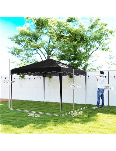 Outsunny 3 x 3cm Adjustable Height Pop-Up Gazebo, with Bag - Black