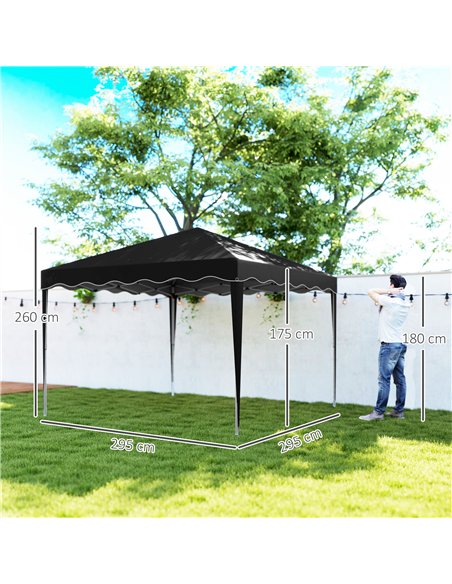 Outsunny 3 x 3cm Adjustable Height Pop-Up Gazebo, with Bag - Black - pic 151029 | FastDaddyshop