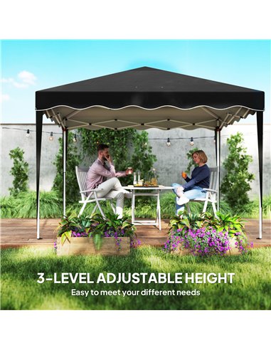 Outsunny 3 x 3cm Adjustable Height Pop-Up Gazebo, with Bag - Black