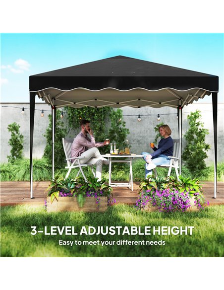 Outsunny 3 x 3cm Adjustable Height Pop-Up Gazebo, with Bag - Black - pic 151030 | FastDaddyshop