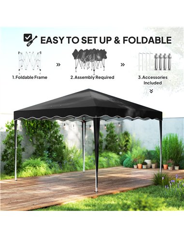 Outsunny 3 x 3cm Adjustable Height Pop-Up Gazebo, with Bag - Black