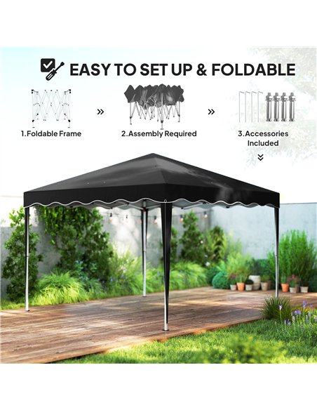 Outsunny 3 x 3cm Adjustable Height Pop-Up Gazebo, with Bag - Black - pic 151031 | FastDaddyshop