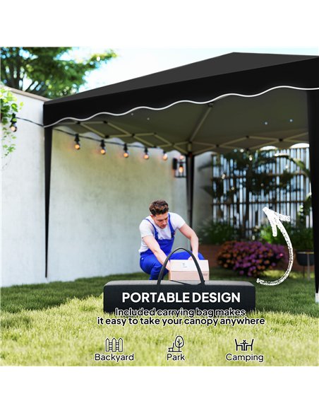 Outsunny 3 x 3cm Adjustable Height Pop-Up Gazebo, with Bag - Black - pic 151032 | FastDaddyshop