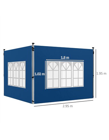 Outsunny Set of 2 Gazebo Side Panels - Blue