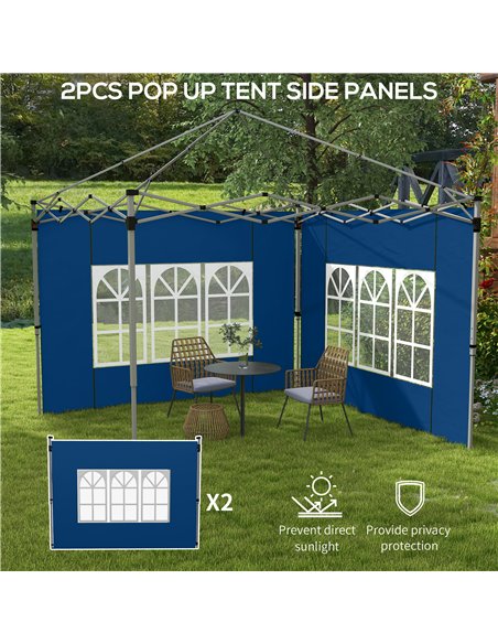 Outsunny Set of 2 Gazebo Side Panels - Blue - pic 151039 | FastDaddyshop
