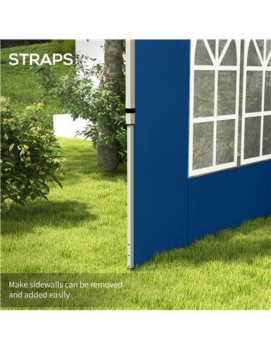 Outsunny Set of 2 Gazebo Side Panels - Blue