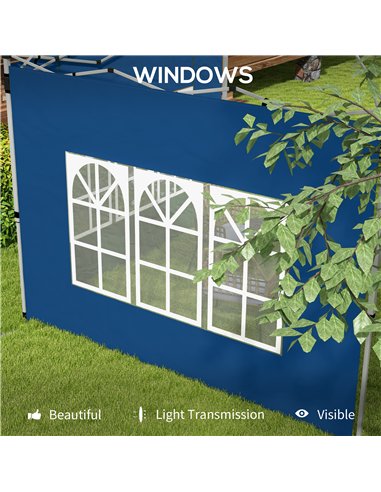 Outsunny Set of 2 Gazebo Side Panels - Blue