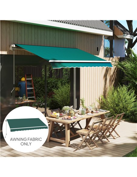 Outsunny Awning Replacement Canopy, Water Resistant UPF 50+ Sun Shade Cover for 3 x 2.5 m Garden Awning (Fabric Only), Green - pic 151046 | FastDaddyshop