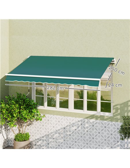 Outsunny Awning Replacement Canopy, Water Resistant UPF 50+ Sun Shade Cover for 3 x 2.5 m Garden Awning (Fabric Only), Green - pic 151047 | FastDaddyshop