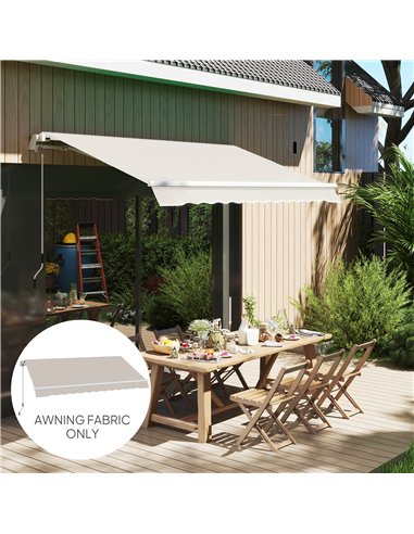 Outsunny Awning Replacement Canopy, Water Resistant UPF 50+ Sun Shade Cover for 3 x 2.5 m Garden Awning (Fabric Only), Cream Whi