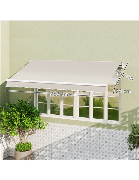 Outsunny Awning Replacement Canopy, Water Resistant UPF 50+ Sun Shade Cover for 3 x 2.5 m Garden Awning (Fabric Only), Cream Whi - pic 151056 | FastDaddyshop