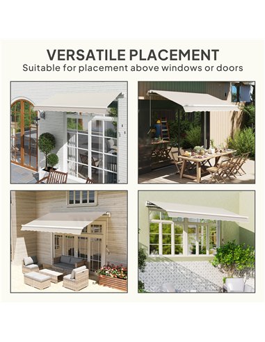 Outsunny Awning Replacement Canopy, Water Resistant UPF 50+ Sun Shade Cover for 3 x 2.5 m Garden Awning (Fabric Only), Cream Whi