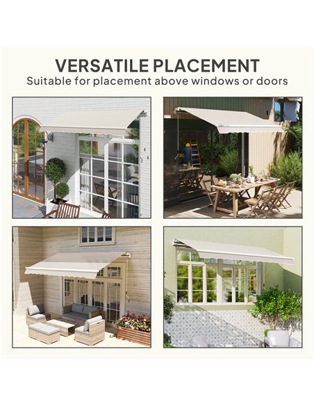 Outsunny Awning Replacement Canopy, Water Resistant UPF 50+ Sun Shade Cover for 3 x 2.5 m Garden Awning (Fabric Only), Cream Whi - pic 151059 | FastDaddyshop